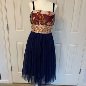 Anthropologie Moulinette Soeurs Dress Floral Brocade Tulle Skirted 6P